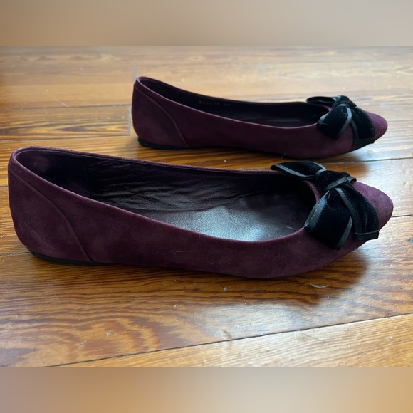Authentic Gucci Viola Purple Suede Flats with Black Velvet Bow Size 38 - Picture 15 of 15